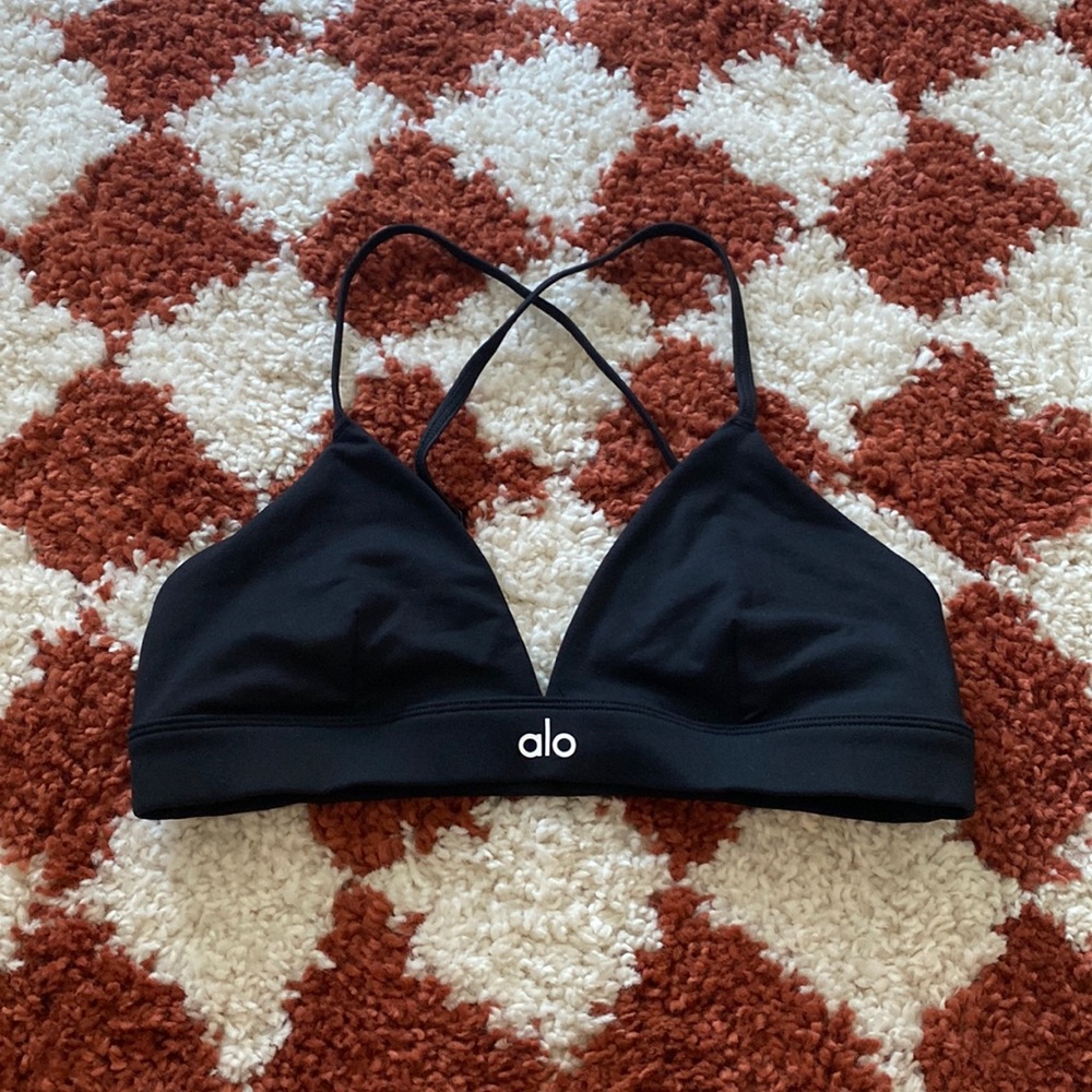 Black strappy sports bra